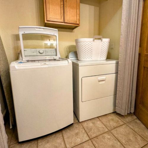 In case your day of skiing or hiking has your clothes in need of cleaning, we have a washer and dryer on-site, and we even provide detergent! (Located on the main level between the living room and kitchen.)