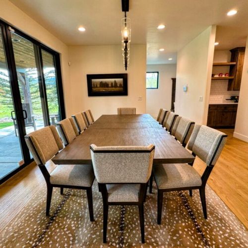 Gather around the dining table for food, conversation, and fun.