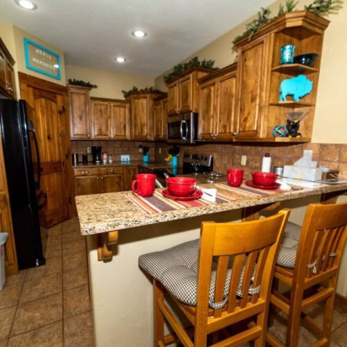 Saddle up to the kitchen bar for a quick bite, a drink, or some conversation.