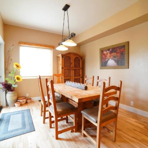 The dining table is perfect for group meals, games, or conversation.