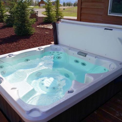 Long day on the slopes - this is the way to finish the day on the back deck in the hot tub.