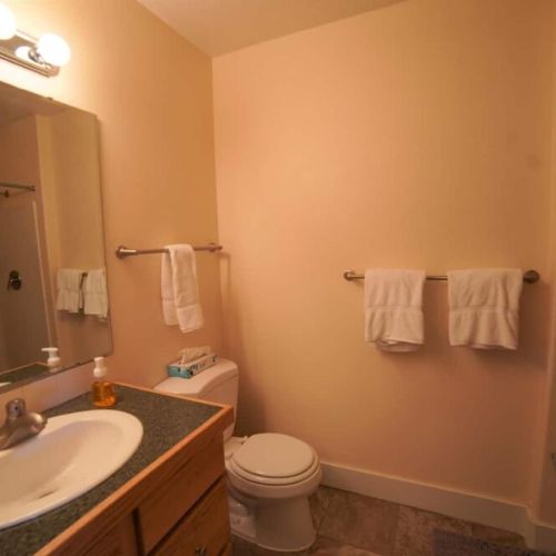 Powder room on first floor also has a shower so no one needs to wait to get the day going.