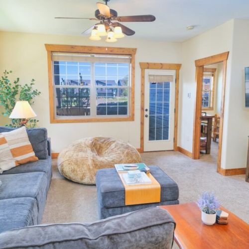 Kickback and relax in this comfortable living room after a day of play — be sure to make use of the smart TV to login to your streaming service of choice.