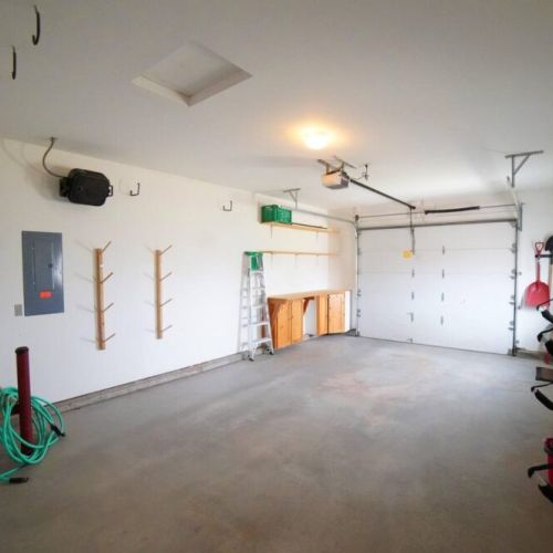 The garage keeps your vehicle free from the elements, and makes a perfect place to store any gear.