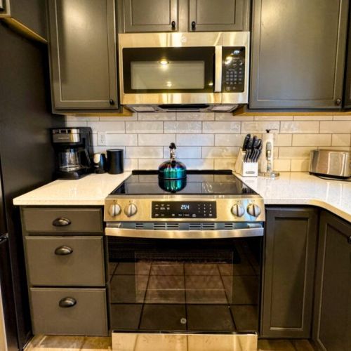 With new appliances and cabinets, this kitchen is ready for a family meal.