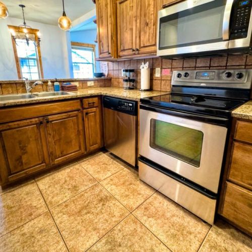 A robust set of cookware makes just about any meal possible in this kitchen.
