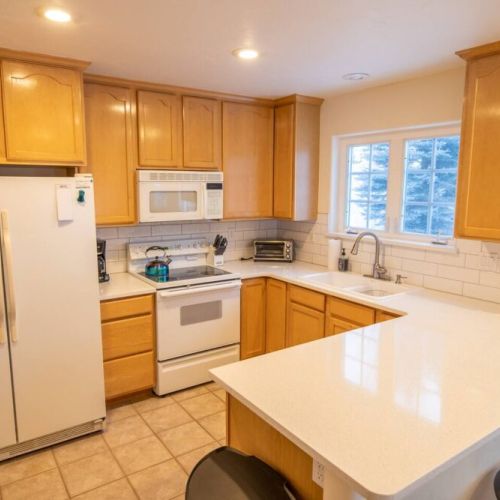 The kitchen comes stocked with everything you'd need to prepare a meal for any occasion.