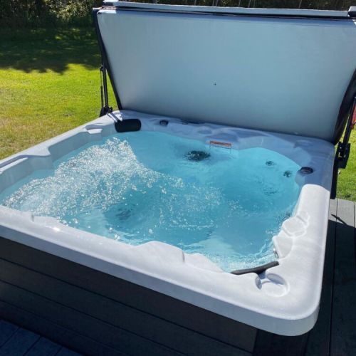There is no better way to unwind after a day of play than a dip in the 7-person hot tub, located in the backyard.