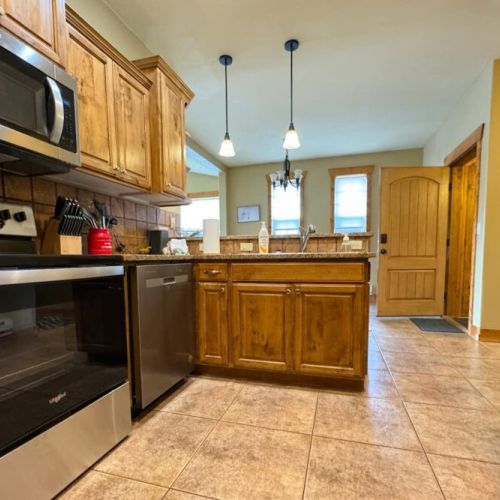 The kitchen comes stocked with everything you'd need to prepare a meal for any occasion.