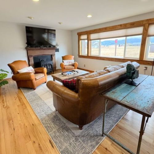 Main living room will make the perfect place to sit and watch the sunrise over the Tetons.