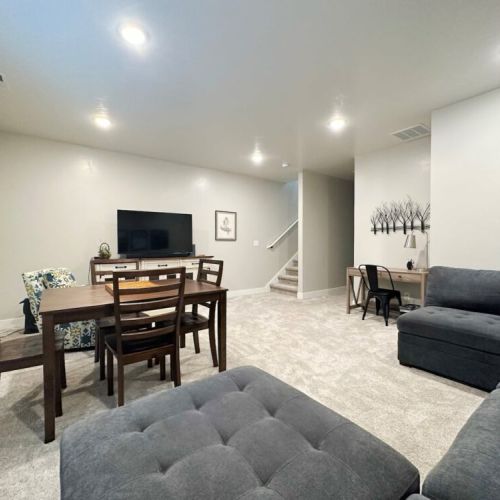 This space is perfect for watching a movie, playing a game, or even getting some work done.