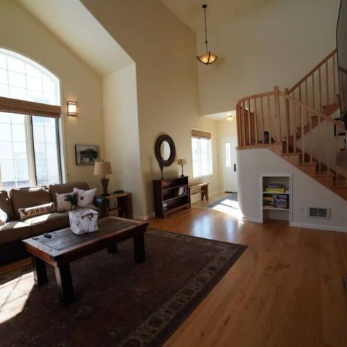 Entry way leads into the two story Great room. Perfect hangout after a day hiking or on the slopes.