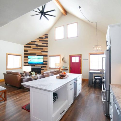 The open layout means you are never away from the fun in this kitchen.