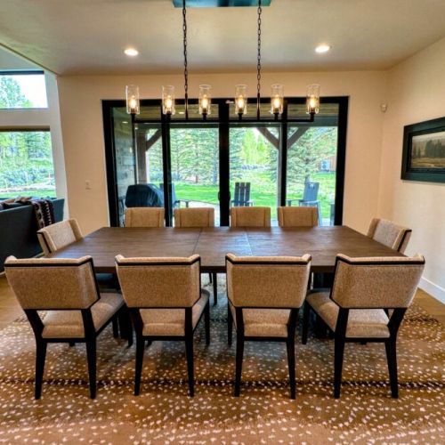 Gather around the dining table for food, conversation, and fun.