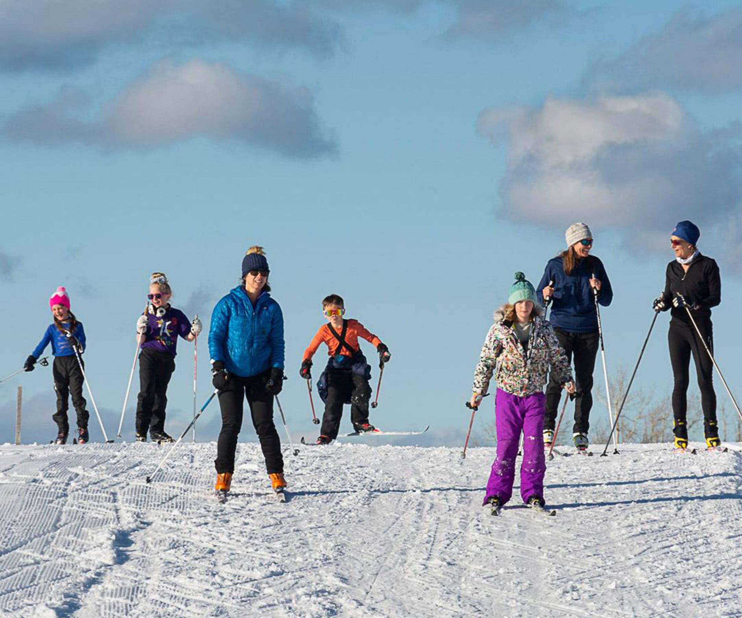 Cross-country skiers on TVTAP trail