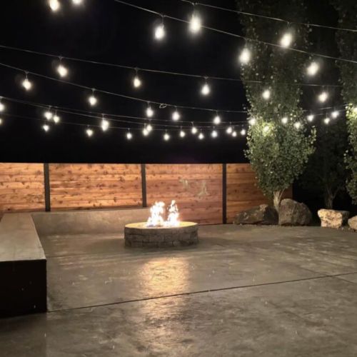 Out in the backyard, make use of the propane firepit or have a family meal.