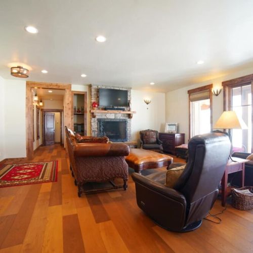 Kick back and relax in the living room, taking advantage of the cozy seating and a large TV.