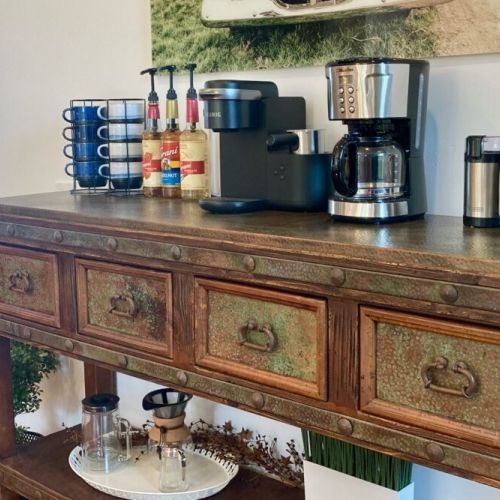 Coffee is a must and we take it seriously, stocking the home with a variety of options.