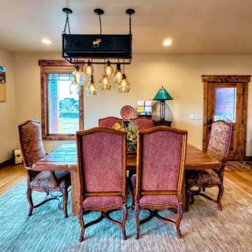 Enjoy a sit-down meal with your friends or family at the dining room table.