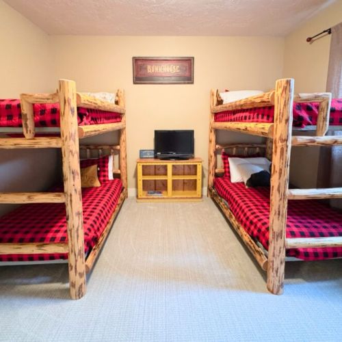 Bedroom #3 has two twin-over-twin bunk beds — perfect for kids!