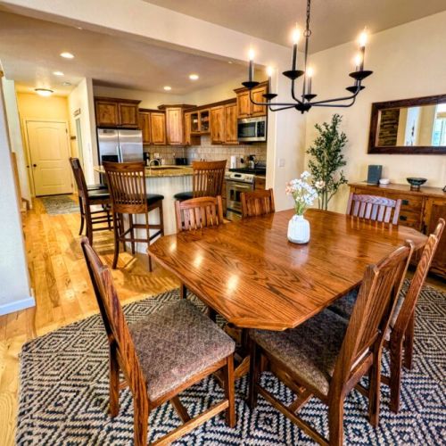 Gather around the dining table for food, conversation, and fun.