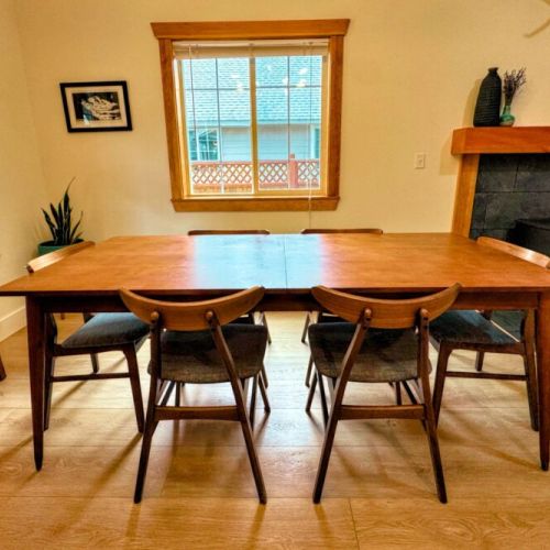 Gather around the dining table for food, conversation, and fun.