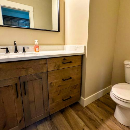 A half-bath is located conveniently off of the kitchen.