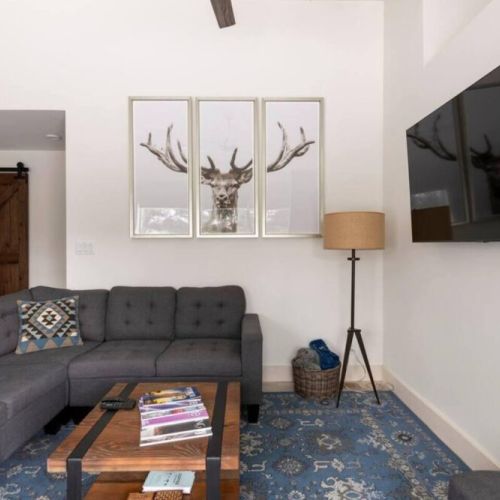 After a day of skiing, hiking, or other outdoor adventuring, relax in front of the massive smart TV and access your preferred streaming service.