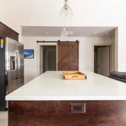 The kitchen comes equipped with everything you'd need to make a meal for the whole family.