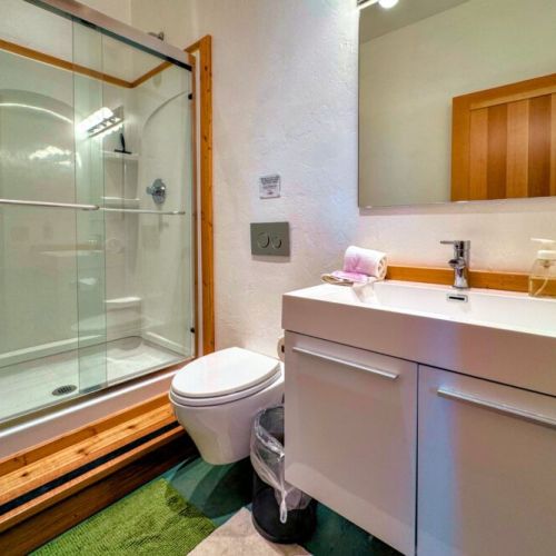 The master en suite bath comes with a vanity and walk-in shower.