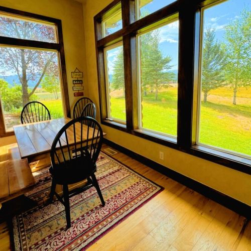 Head to the breakfast nook for beautiful views while you enjoy a meal or your morning coffee.