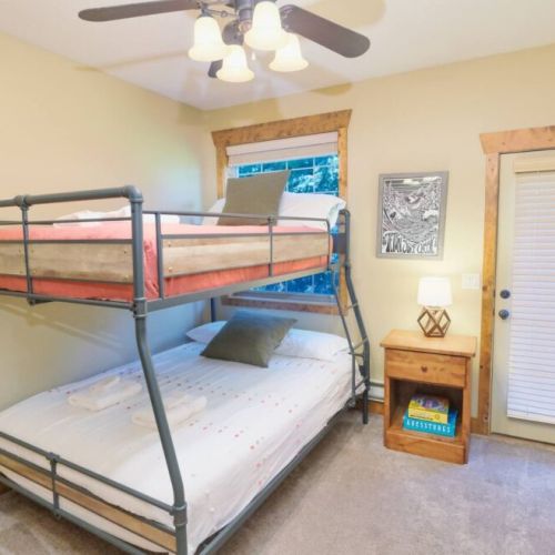 Bedroom #3 features a full-over-queen bunkbed — perfect for kids!
