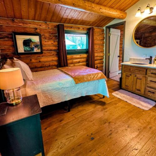 Bedroom #4 (upstairs) has a full-size bed and a twin bed, in addition to its own access to the Jack-and-Jill bathroom.