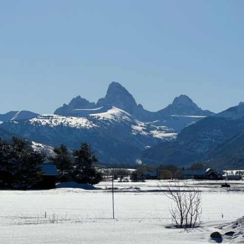 The view of the Tetons from the front porch and east-facing windows is spectacular.