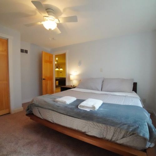 Bedroom #4 (located in the basement) has a king bed.