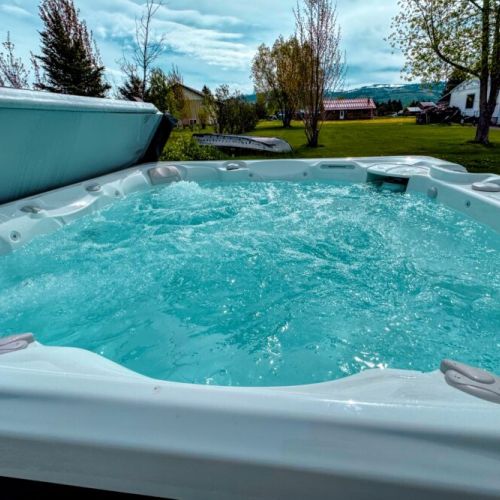 A dip in the hot tub is the perfect way to start or end the day.