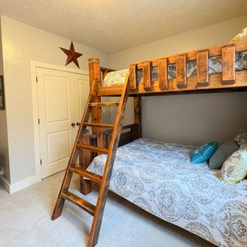 Bedroom #5 has a full-over-queen bunk bed and loads of storage space.