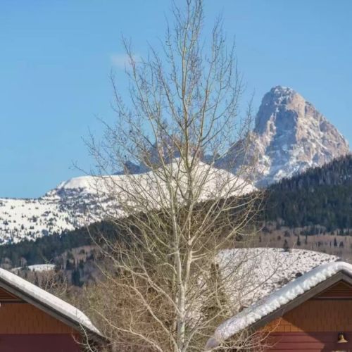 Take in gorgeous views, including a peek of the Tetons, from the living room or either bedroom.