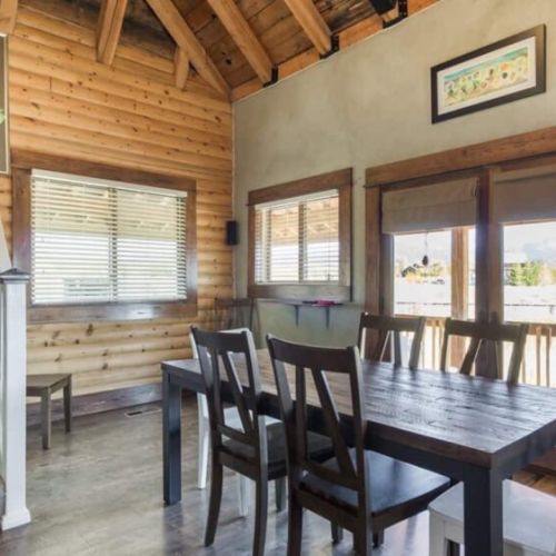 Gather around the dining table for food, conversation, or fun.