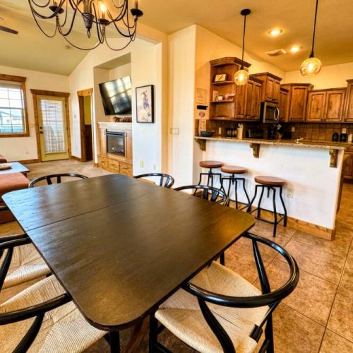 Gather around the dining table for food, conversation, and food.