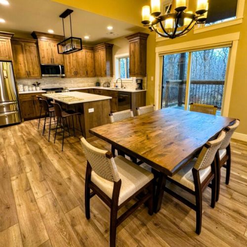 Gather around the dining table for conversation, food, and fun.