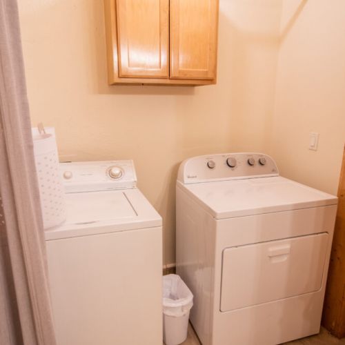 In case your day of skiing or hiking has your clothes in need of cleaning, we have a washer and dryer on-site, and we even provide detergent! (Located on the main level between the living room and kitchen.)