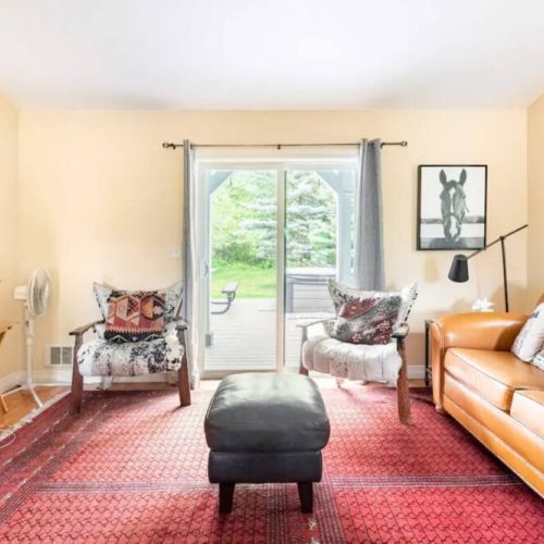 This beautifully decorated living room offers loads of space for relaxing with family and friends.