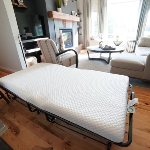 The foldaway twin bed is a breeze to setup — simply unfold each side and you are ready to go!