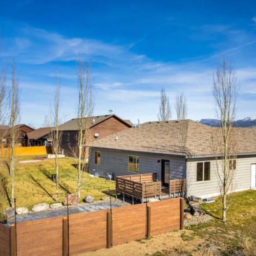 Out in the backyard, make use of the propane firepit or have a family meal.